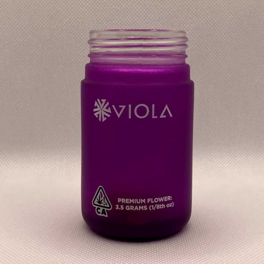 purple frosted glass product container